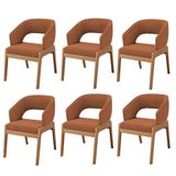 Kit 06 Cadeiras De Jantar E Estar Living Estofada Lince L02 Bouclê Terracota - Lyam Decor