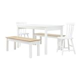 Mesa De Jantar Ditália 2bancos 2cad Ja-220+ja-225 Cor:branco Branco