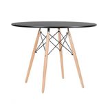 Mesa De Jantar Redonda Eames Eiffel Wood 90cm Preta
