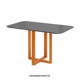 Mesa Belissima Candian 1,20 X 0,80 Com Vidro Canto Copo Cinamomo/ Grafite