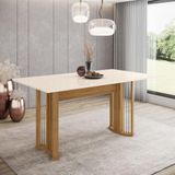 Mesa De Jantar Com Tampo Mdf Com Canto Reto 160 Cm Ísis Henn Nature Com Off White