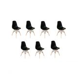 Kit 7 Cadeiras Charles Eames Eiffel Dkr Wood Preto