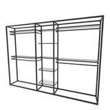 Arara Closet, Industrial, Aberto Com 16pçs Preto Fbprp348