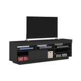 Rack Preto Para Tv Até 47&quot; Pés Prateleira E Nichos