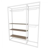 Arara Closet, Industrial, Aberto C/14pçs Branco E Amadeirado