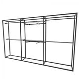 Arara Closet, Industrial, Aberto Com 15pçs Preto Fbprp189