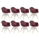 Kit 8 Cadeiras Charles Eames Eiffel Daw Com Braços E Pés De Madeira Clara Marrom