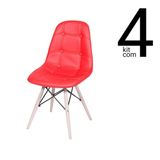 Conjunto 4 Cadeiras Eames Dsw Botonê - Vermelha