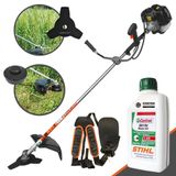 Cortador De Grama Lateral Á Gasolina Terra Grh-430 2t 1,7hp 43cc Roçadeira Completa Com Lâmina De 3 Pontas E Carretel Nylon + Óleo Castrol Stihl 2t