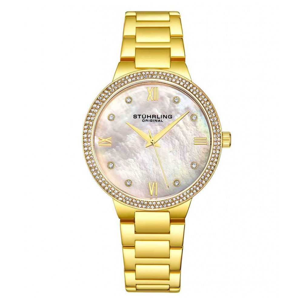 Relogio Feminino Stuhrling Carrara 3907 Quartzo 38mm, Dourado Classico