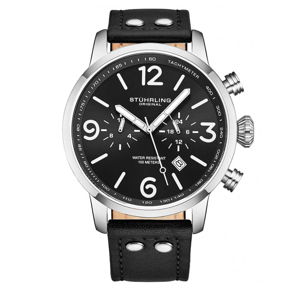 Relogio Masculino Stuhrling Aviador3 956 Quartzo 45mm, Preto