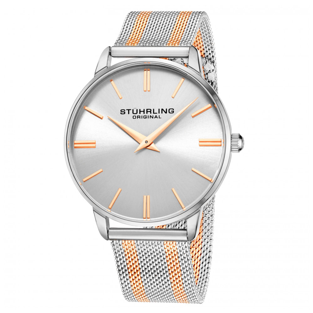 Relogio Masculino Stuhrling Preston 3998 Quartzo 42mm, Prata E Rosa