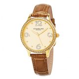 Relogio Feminino Stuhrling 560 Quartzo 36mm, Marrom E Dourado