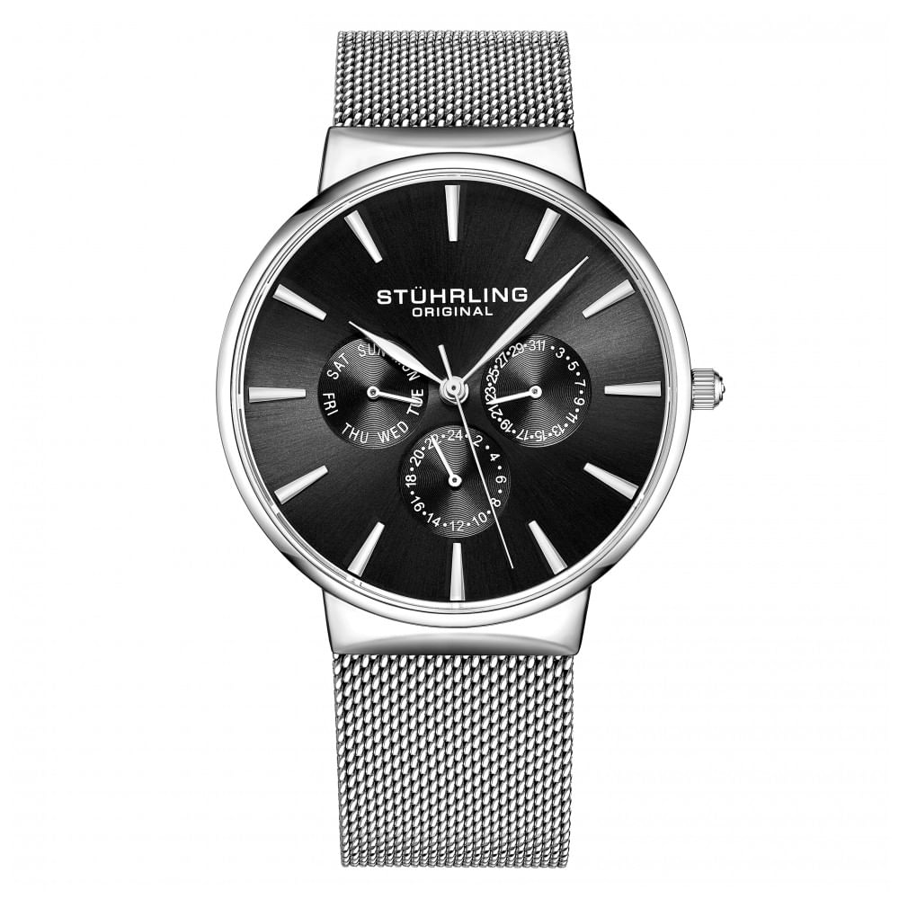 Relogio Masculino Stuhrling Monaco 3931 Quartzo 39mm, Prata E Preto