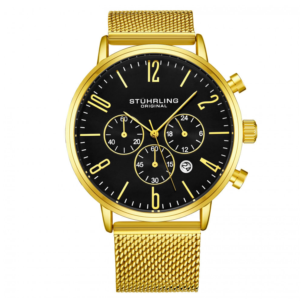 Relogio Masculino Stuhrling Monaco 3932 Quartzo 41mm, Dourado