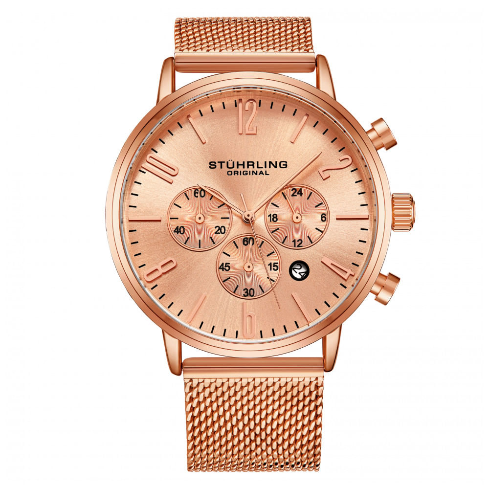 Relogio Masculino Stuhrling Monaco 3932 Quartzo 41mm, Rosa