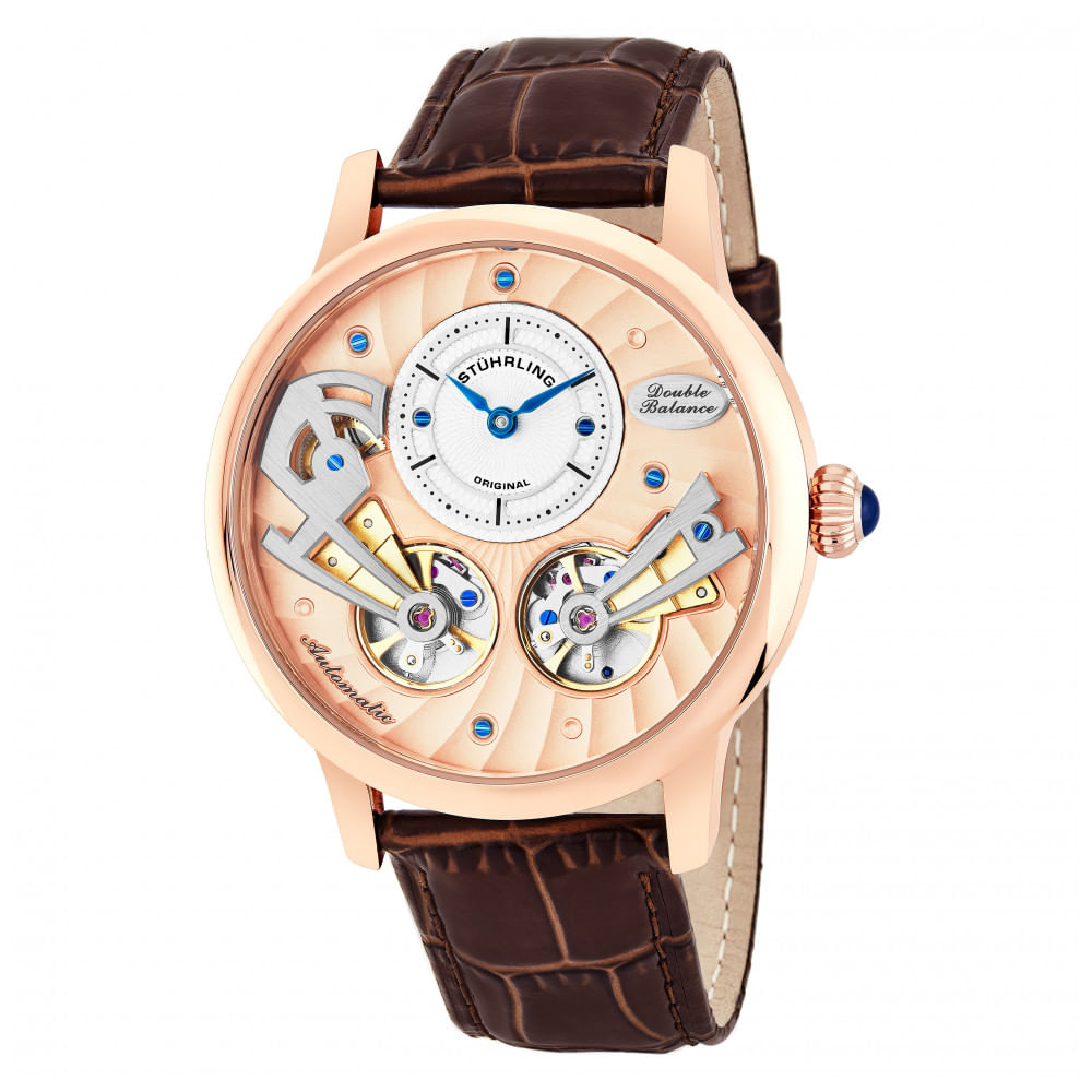 Relogio Masculino Stuhrling Sagittarian 740 Automatico 45mm, Ouro Rosa