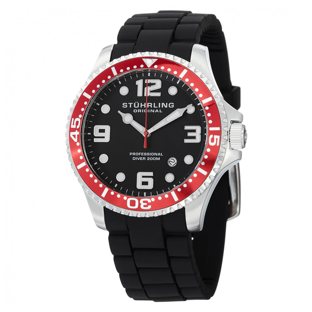 Relogio Masculino Stuhrling Aquadiver 675 Quartzo 44mm, Vermelho