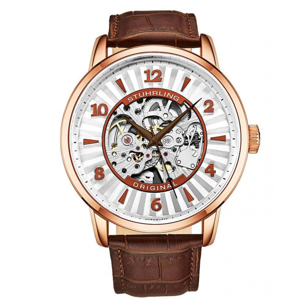 Relogio Masculino Stuhrling Esqueleto 3973 Automatico 48mm, Cobre