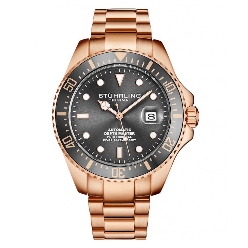 Relogio Masculino Stuhrling Depthmaster 3940 Automatico 42mm, Ouro Rosa