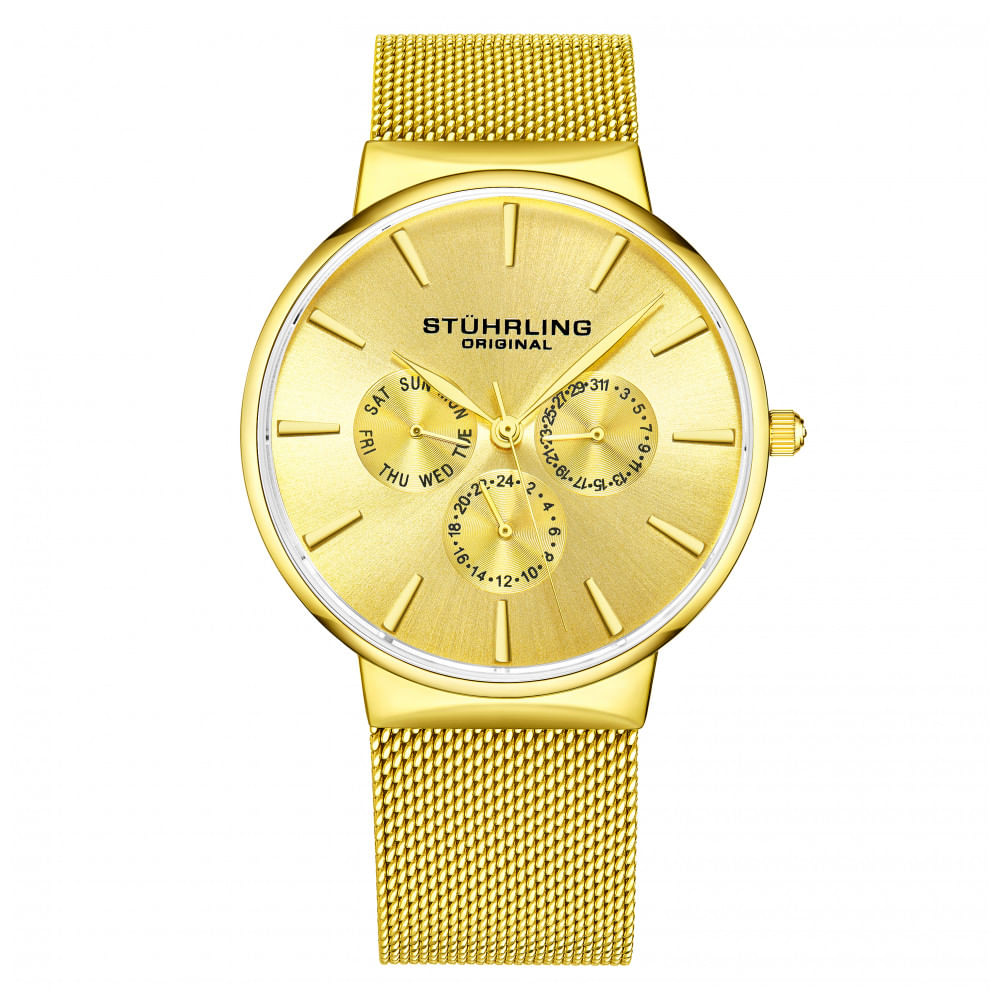 Relogio Masculino Stuhrling Monaco 3931 Quartzo 39mm, Dourado