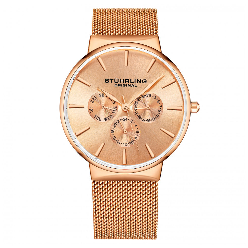 Relogio Masculino Stuhrling Monaco 3931 Quartzo 39mm, Ouro Rosa