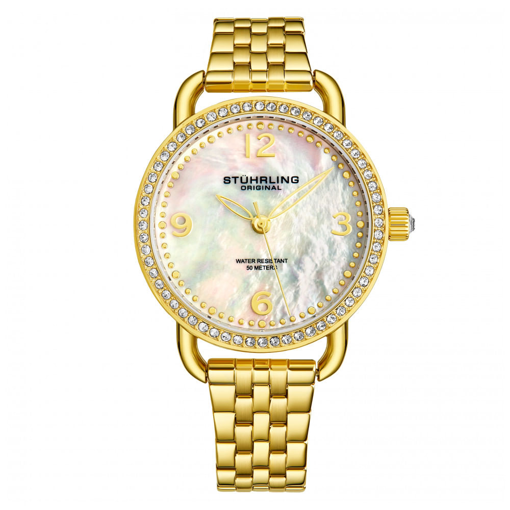 Relogio Feminino Stuhrling Pearl Symphony 3955 Quartzo 38mm, Dourado