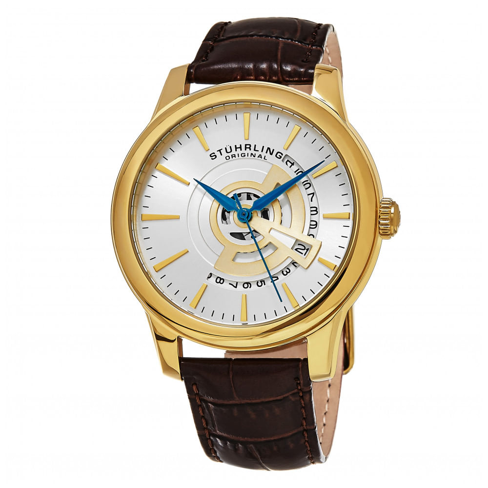 Relogio Masculino Stuhrling Sinfonia 787 Quartzo 42mm, Marrom E Dourado