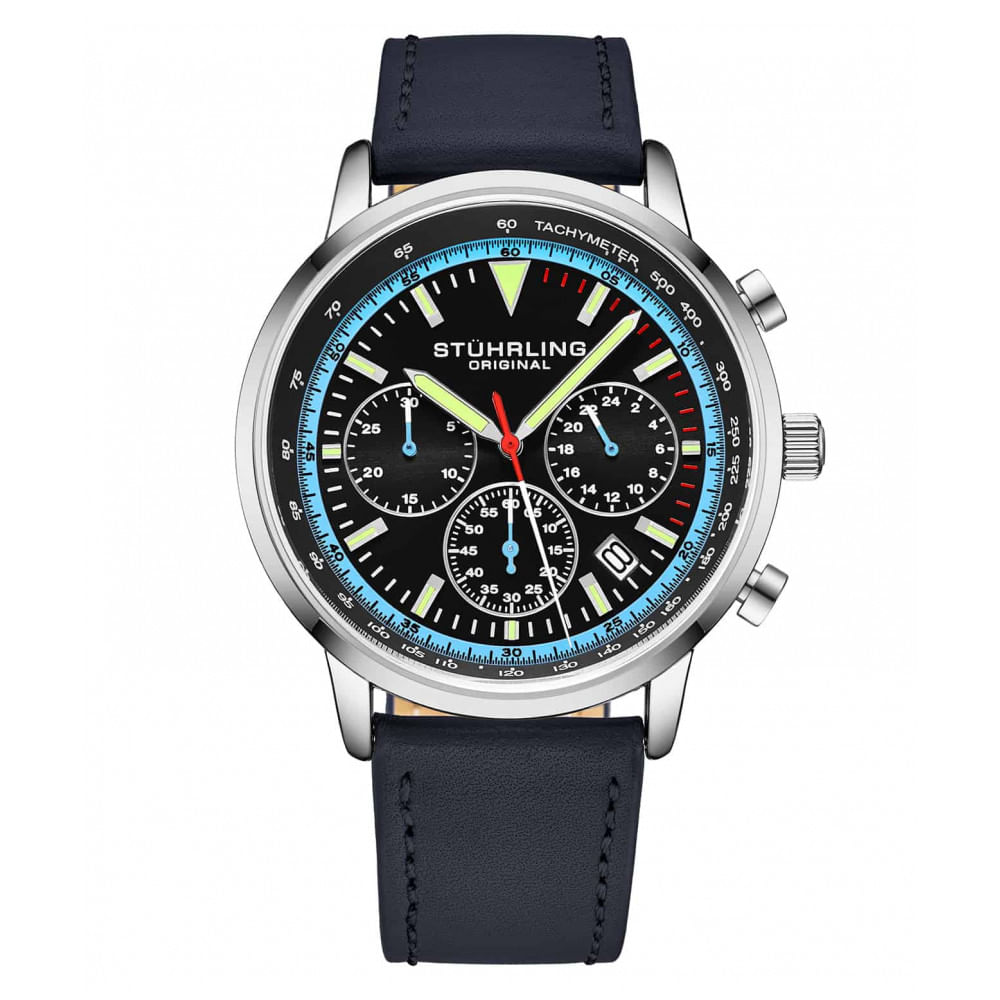 Relogio Masculino Stuhrling Monaco 3986l Quartzo 44mm Com Cronografo, Azul