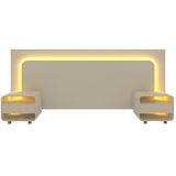 Cabeceira Extensível Gelius Innova 02 Mesa De Cabeceira Para Cama Box De Casal 138 Cm, Queen 158 Cm E King 193 Cm Off White