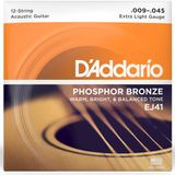 Encordoamento Para Violão Aço 12 Cordas D'addario Ej41