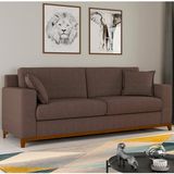 Sofá Living Vintage 3 Lugares 200cm Em Linho Slim Avelã