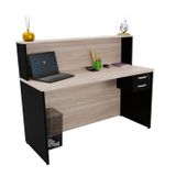Balcão Atendimento Recepção Consultório 1200x600 C/Gaveteiro - Preto