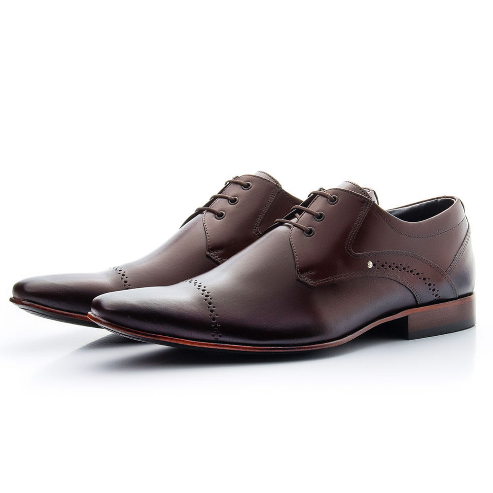 Sapato Oxford Couro Social Masculino Bico Alongado Estilo Italiano Anatomico Sola Costurada Macio