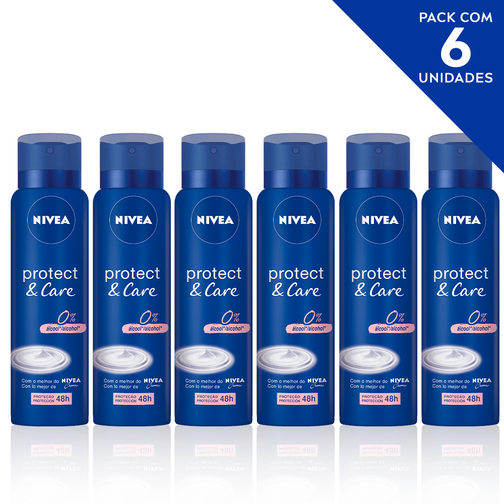 Desodorante Antitranspirante Aerosol Nivea Protect &amp; Care 150ml- 6 Unidades