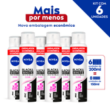 Nivea Desodorante Antitranspirante Aerosol Invisible Black &amp; White Promo 200ml - 6 Unidades