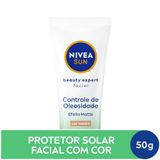 Nivea Sun Protetor Solar Facial Beauty Expert Controle De Oleosidade Com Cor Fps 60 50g
