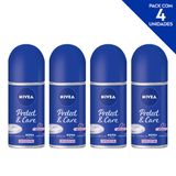 Desodorante Antitranspirante Roll On Nivea Protect &amp; Care 50ml - 4 Unidades