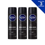 Desodorante Antitranspirante Aerosol Nivea Men Deep Original 150ml- 3 Unidades