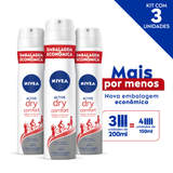 Nivea Desodorante Antitranspirante Aerosol Dry Comfort Promo 200ml - 3 Unidades