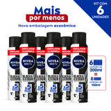 Nivea Men Desodorante Antitranspirante Aerosol Invisible Black &amp; White Promo 200ml - 6 Unidades