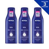 NIVEA Loção Deo-Hidratante Corporal Milk Hidratação Profunda 200ml - 3 unidades