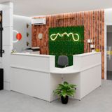 Balcão Atendimento De Canto C/ Gaveteiro Recepção 1400x600 Netmobil - Branco