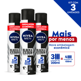 Nivea Men Desodorante Antitranspirante Aerosol Invisible Black &amp; White Promo 200ml - 3 Unidades