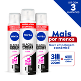 Nivea Desodorante Antitranspirante Aerosol Invisible Black &amp; White Promo 200ml - 3 Unidades