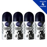 Desodorante Antitranspirante Roll On Nivea Men Invisible For Black &amp; White 50ml - 4 Unidades