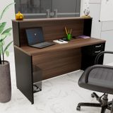 Balcão Atendimento Recepção Consultório 1400x600 Com Gaveteiro Netmobil - Nogal