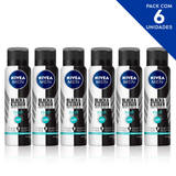 Desodorante Antitranspirante Aerosol Nivea Men Invisible For Black &amp; White Fresh 150ml- 6 Unidades