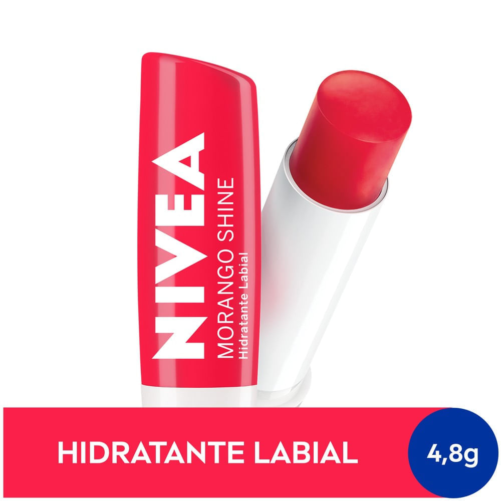 Nivea Hidratante Labial Shine Hidratação Profunda 4,8 G Morango