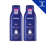 NIVEA Loção Deo-Hidratante Corporal Milk Hidratação Profunda 400ml - 2 unidades